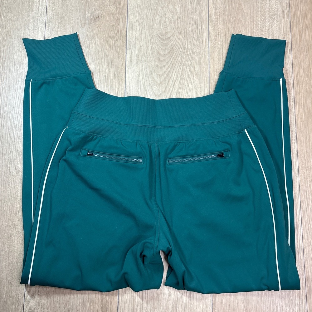 Athleta Venice Joggers Green Teal White Piping High Rise Pants 854423-11 Medium - Picture 3 of 7